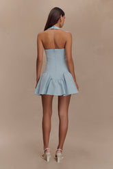 Calipso Halter Mini Dress - Cornflower Blue